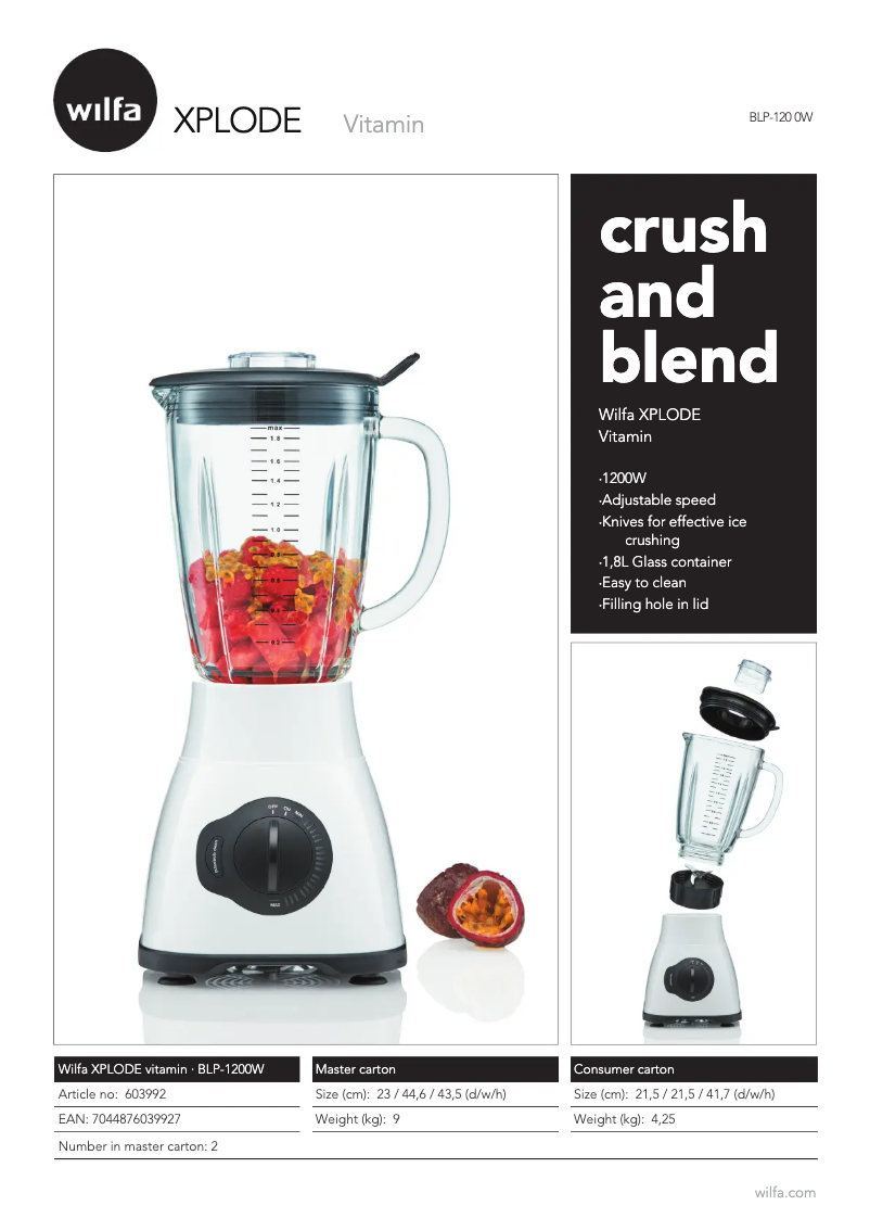 Image de la première page du manuel de l'appareil Xplode Vitamin BLP-1200W