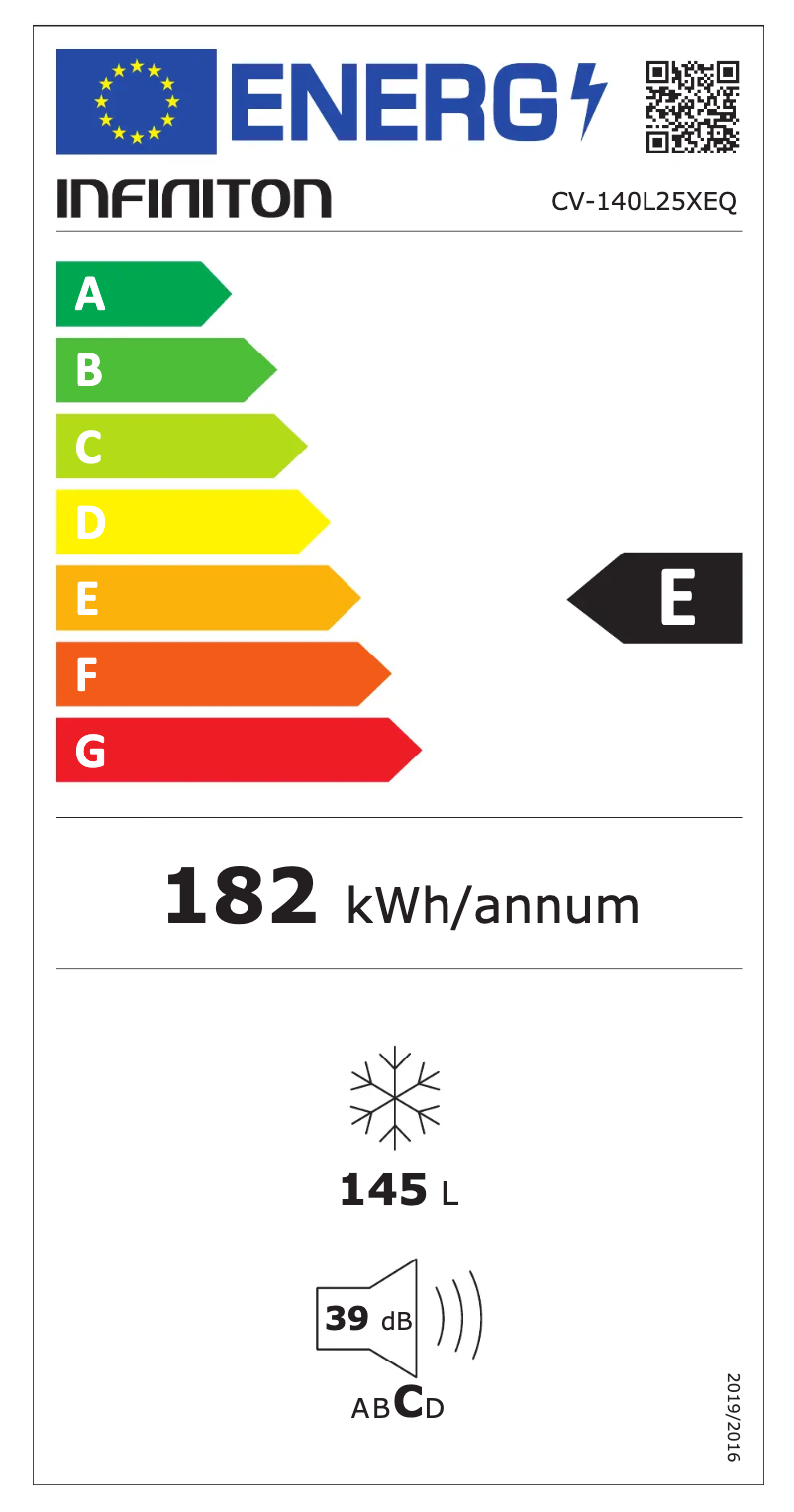 Page 1 de la notice Label énergétique Infiniton CV-140L25XEQ