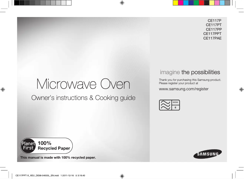 Page 1 de la notice Manuel utilisateur Samsung CE117PPT