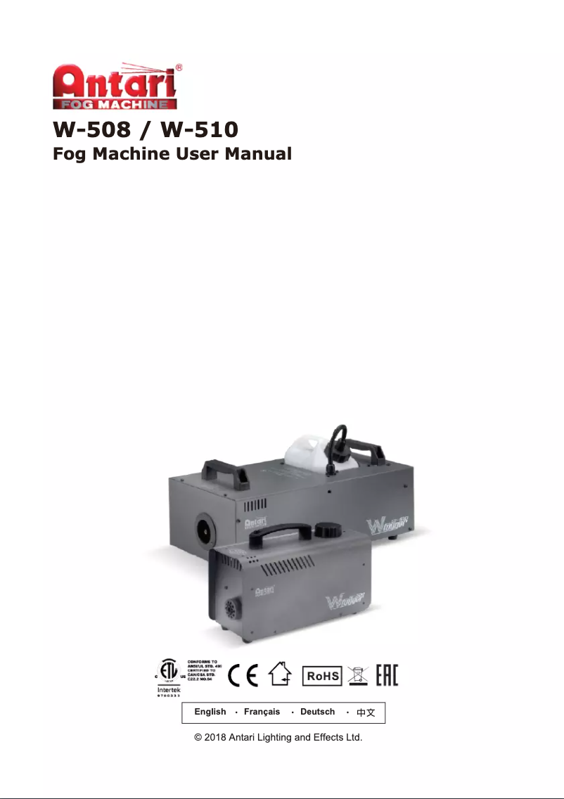 Page n°1 - Manuel utilisateur Antari W-508