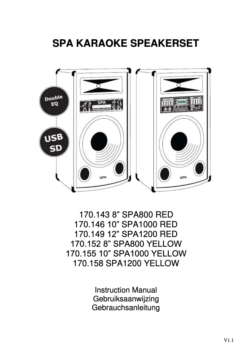 Page 1 de la notice Manuel utilisateur Skytec SPA800