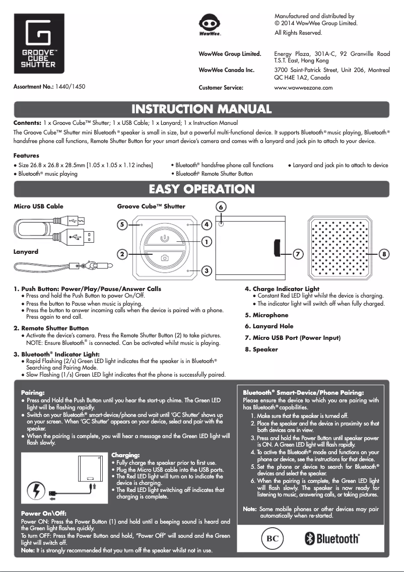 Page 1 de la notice Manuel utilisateur WowWee Groove Cube