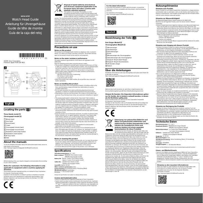 Image de la première page du manuel de l'appareil WNW-HWT01B