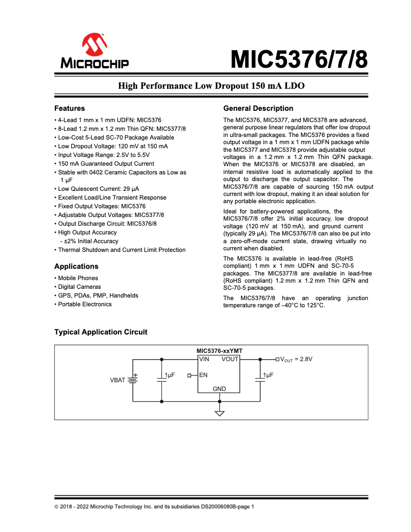Page 1 de la notice Manuel utilisateur Microchip MIC5376