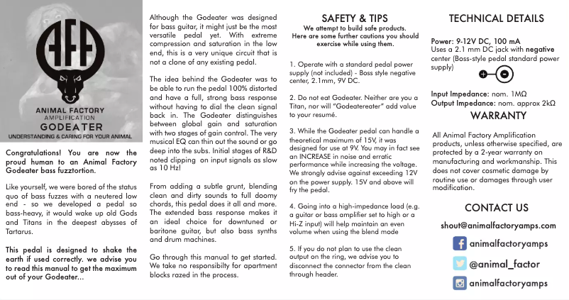 Image de la première page du manuel de l'appareil Godeater