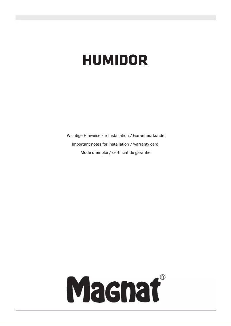 Image de la première page du manuel de l'appareil Humidor