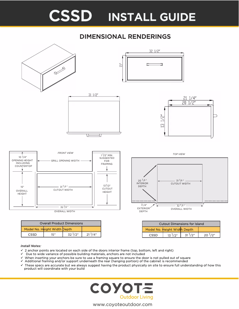 Page 1 de la notice Guide d'installation Coyote CSSD