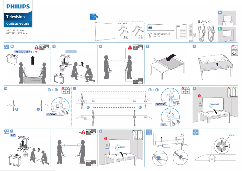 Page 1 de la notice Guide de démarrage rapide Philips 65PUS8517