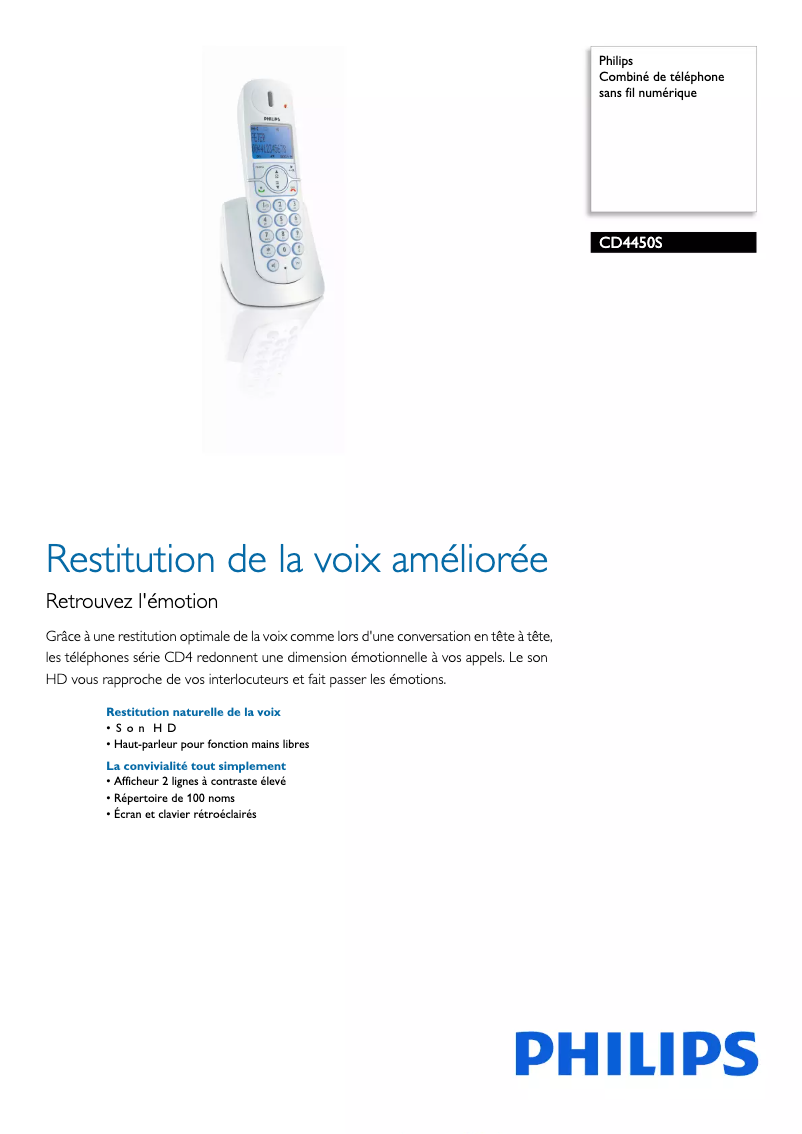 Imagen de la primera página del manual del dispositivo CD4450S