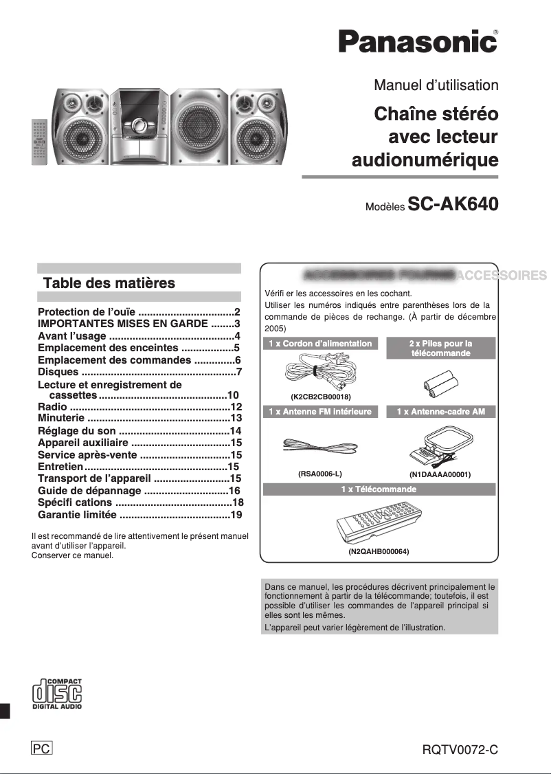 Página 1 del manual Manual de usuario Panasonic SC-AK640