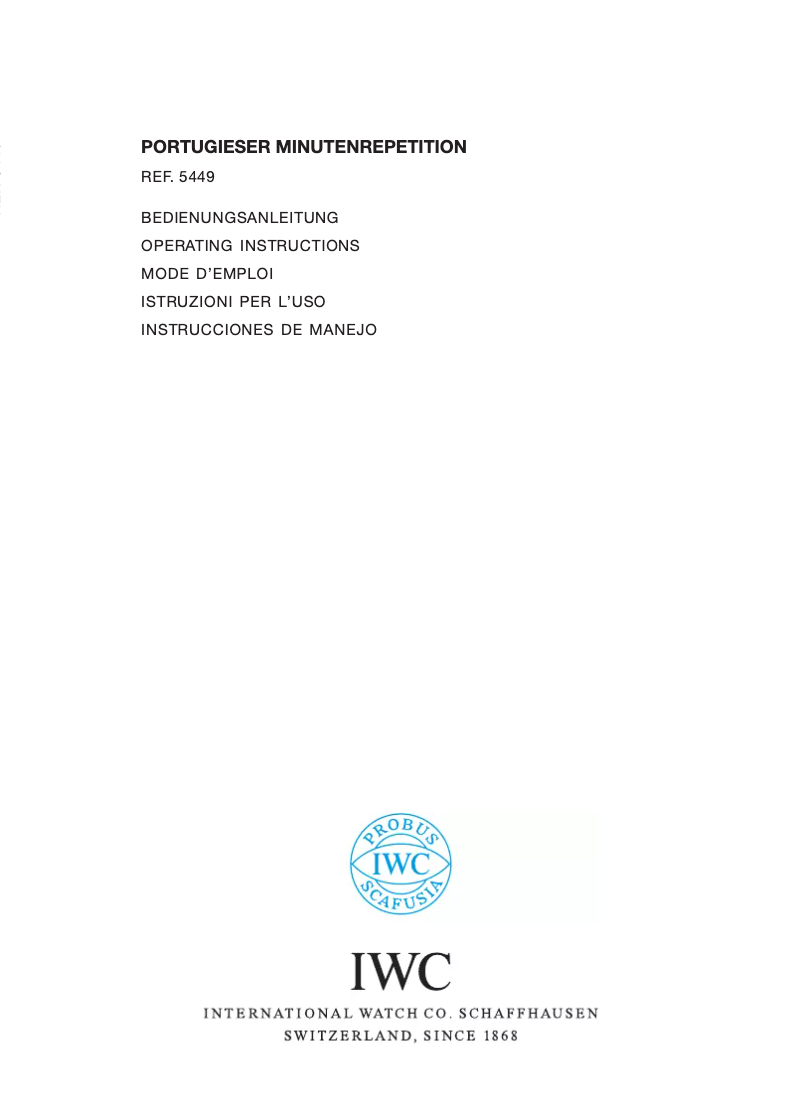 Image de la première page du manuel de l'appareil Portuguese Minute Repeater 5449