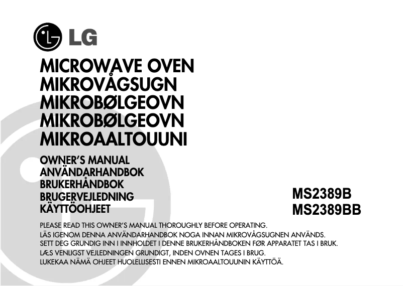 Page 1 de la notice Manuel utilisateur LG MS2389BB