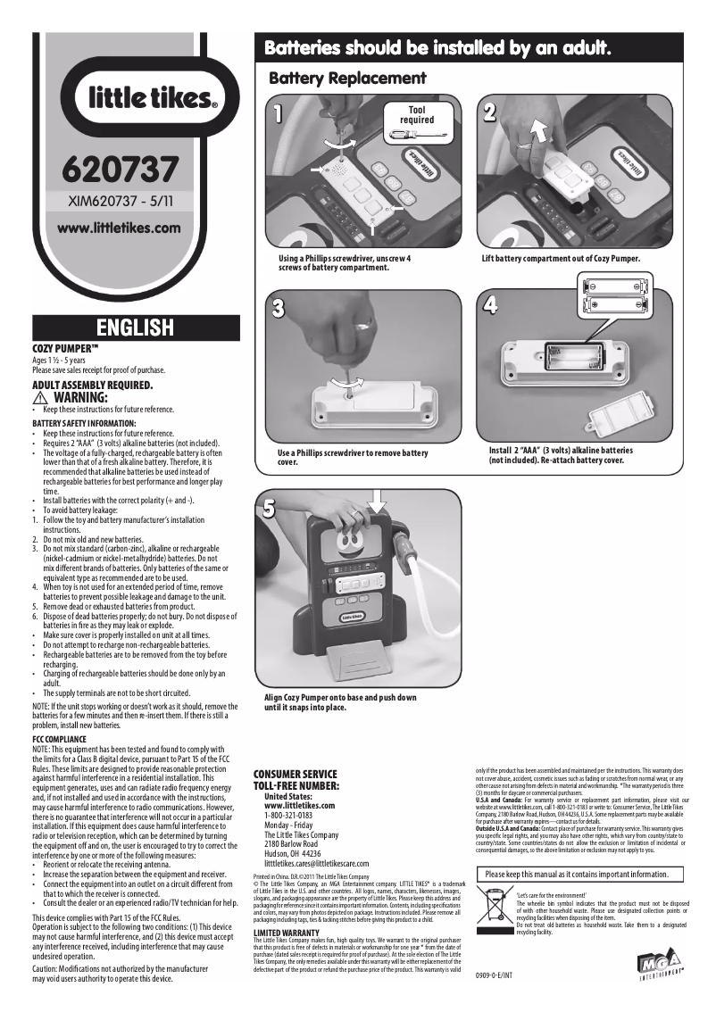 Página 1 del manual Manual de usuario Little Tikes Cozy Pumper
