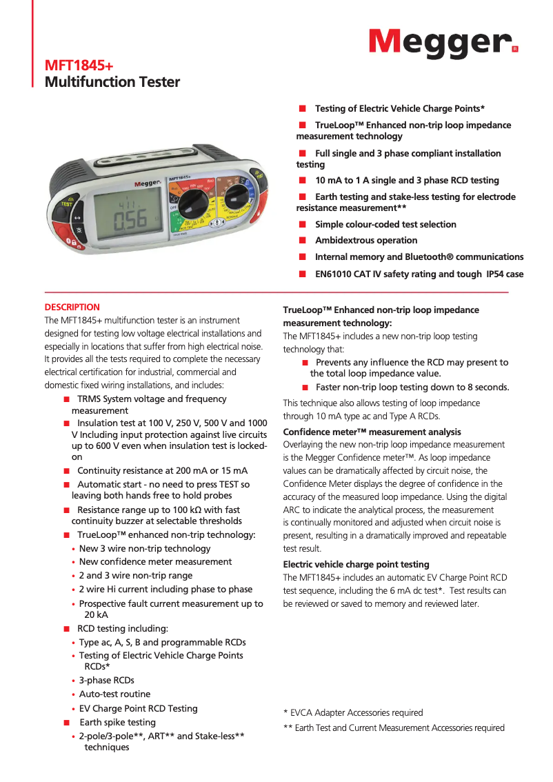 Page 1 de la notice Manuel utilisateur Megger MFT1845+