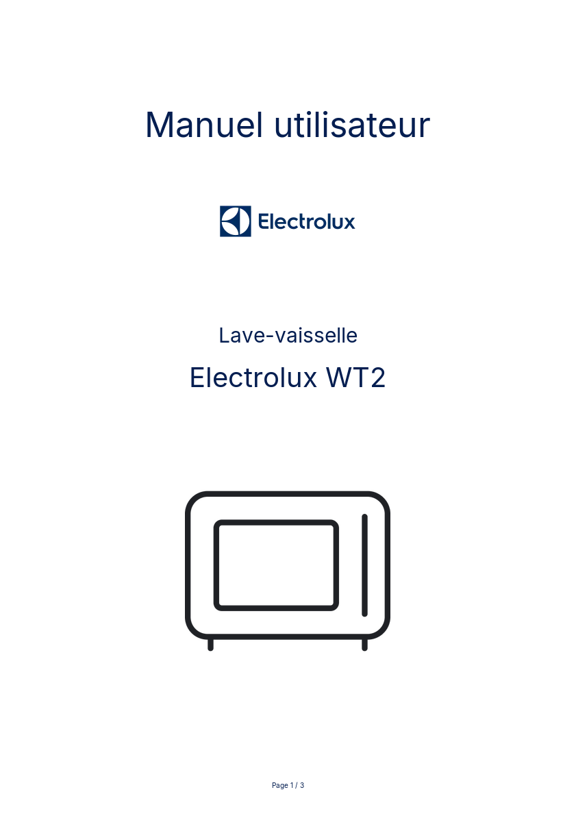 Page n°1 - Manuel utilisateur Electrolux WT2