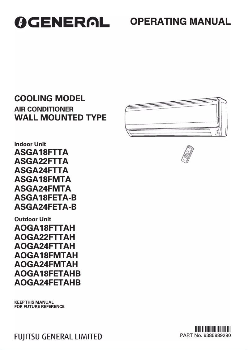 Page n°1 - Manuel utilisateur Fujitsu ASGA22FTTC-B