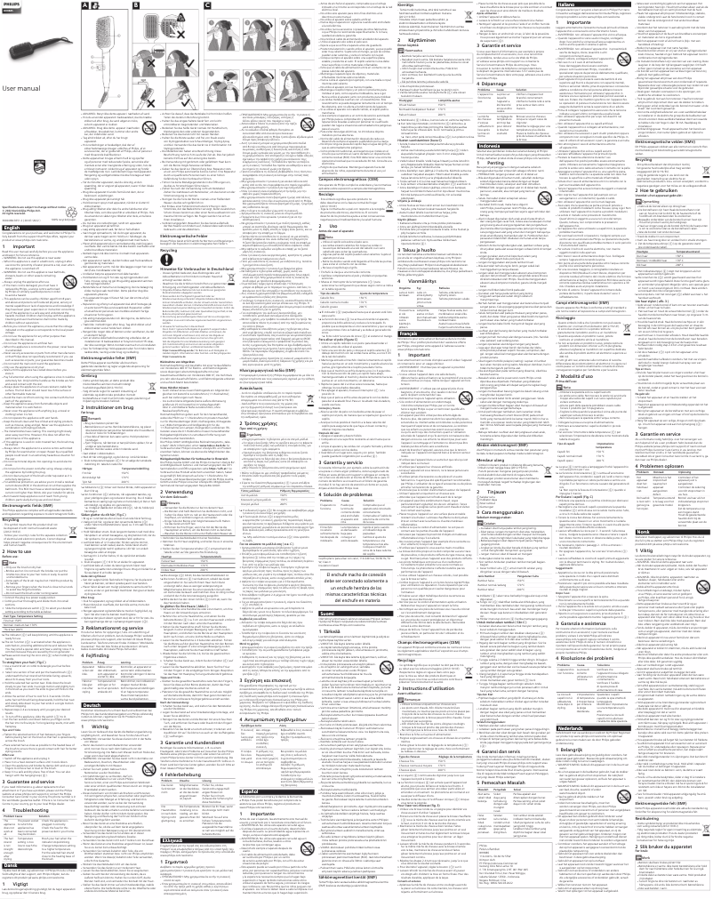 Page 1 de la notice Manuel utilisateur Philips BHH885