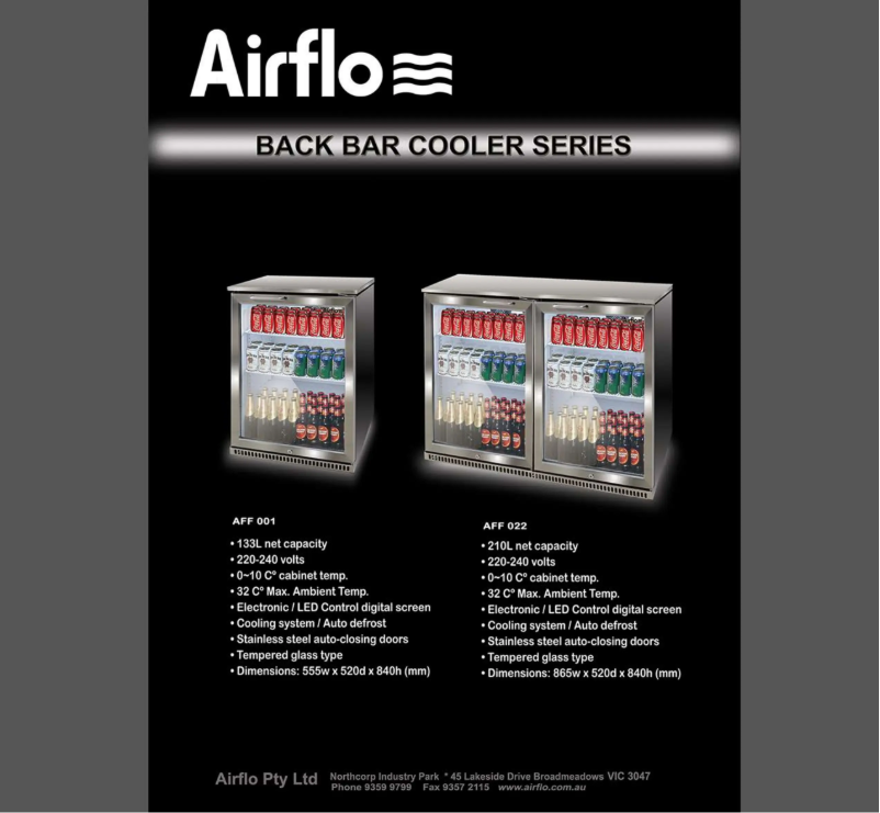 Page 1 de la notice Fiche technique Airflo AFF022