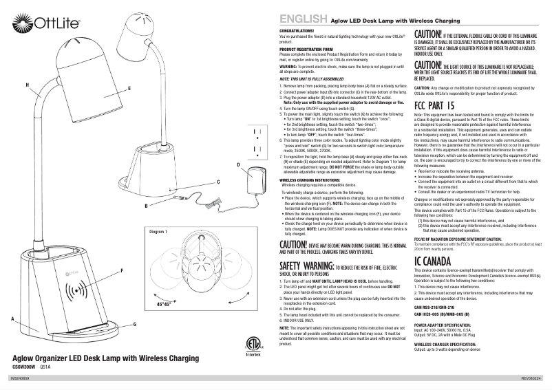 Image de la première page du manuel de l'appareil Aglow