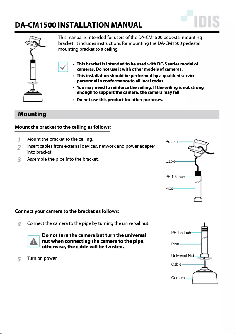Página 1 del manual Manual de usuario IDIS DA-CM1500