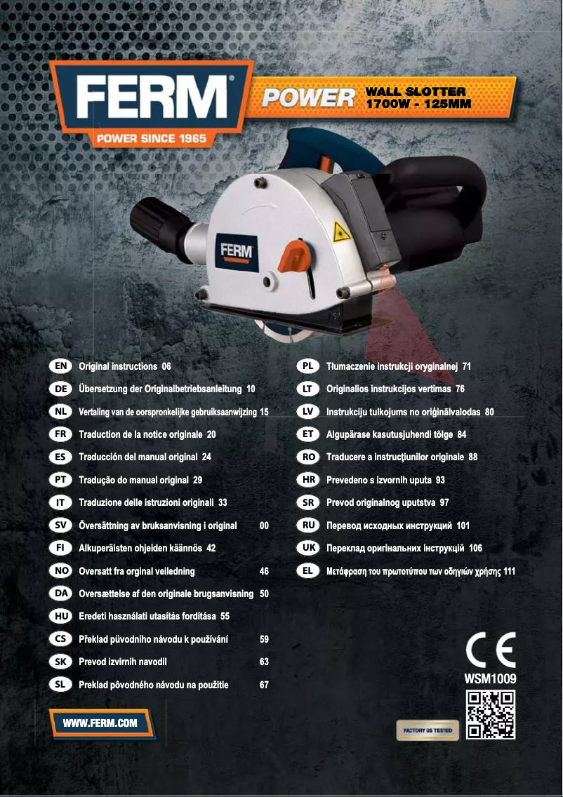 Page 1 de la notice Manuel utilisateur Ferm WSM1009