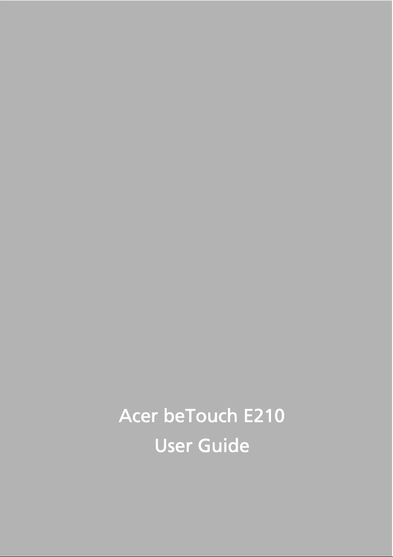 Page n°1 - Manuel utilisateur Acer BeTouch E210