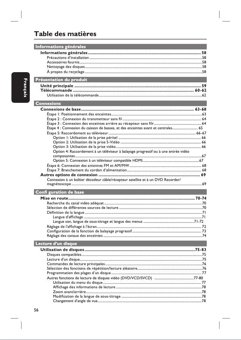 Page n°1 - Manuel utilisateur Philips HTS335W