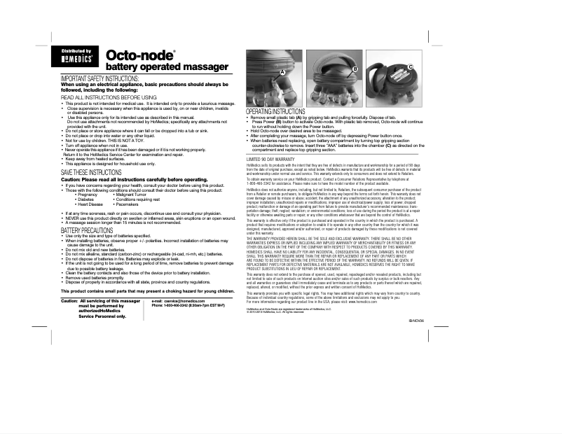 Page 1 de la notice Manuel utilisateur Homedics NOV-36