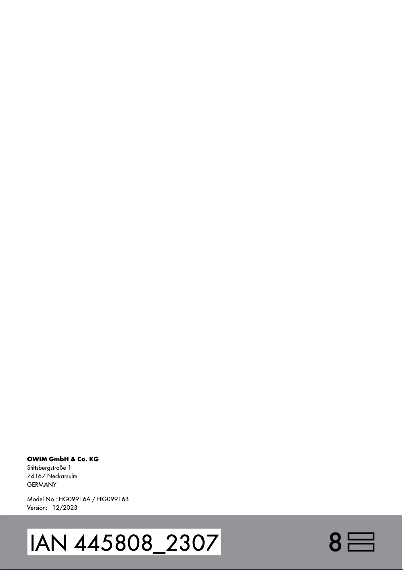 Page 1 de la notice Manuel utilisateur Livarno Lux HG09916A