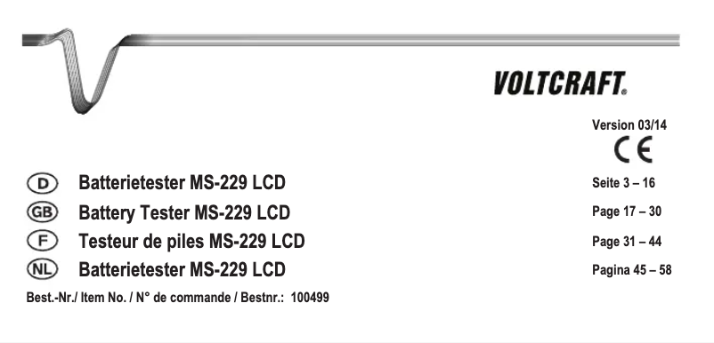 Page 1 de la notice Manuel utilisateur Voltcraft MS-229 LCD