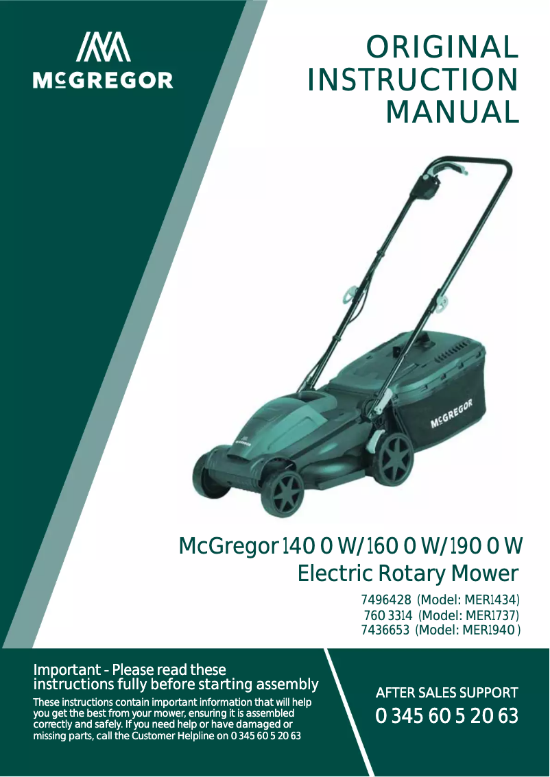 Image de la première page du manuel de l'appareil MER1434