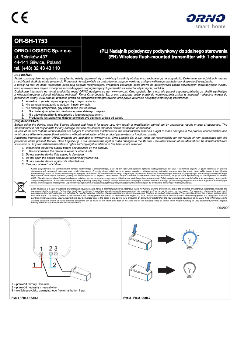 Imagen de la primera página del manual del dispositivo OR-SH-1753