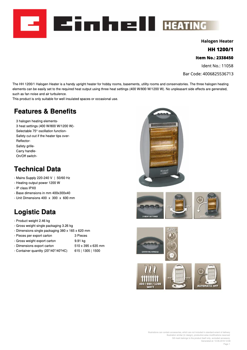 Image de la première page du manuel de l'appareil HH 1200/1