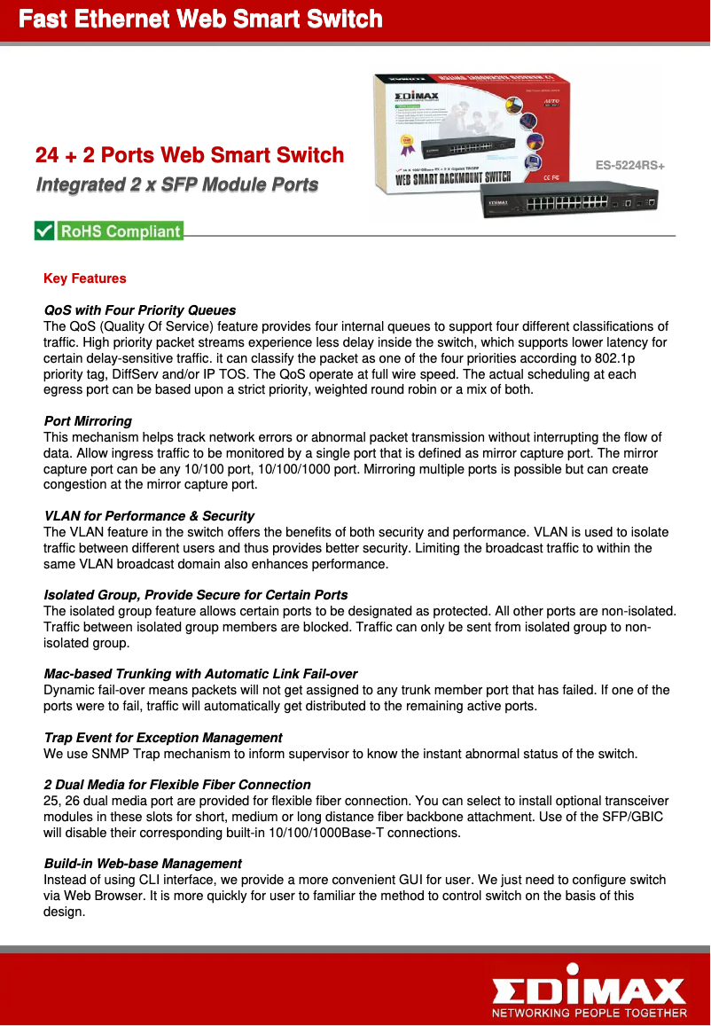 Page n°1 - Fiche technique Edimax ES-5224RS+