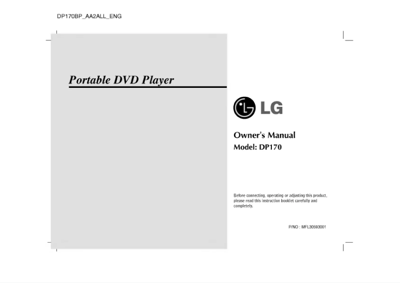 Page n°1 - Manuel utilisateur LG DP170BP