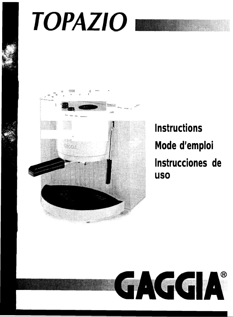 Page 1 of the manual User Manual Gaggia Topazio