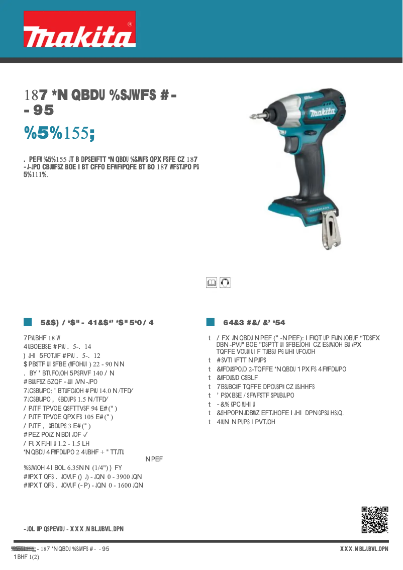 Page n°1 - Fiche technique Makita DTD155Z