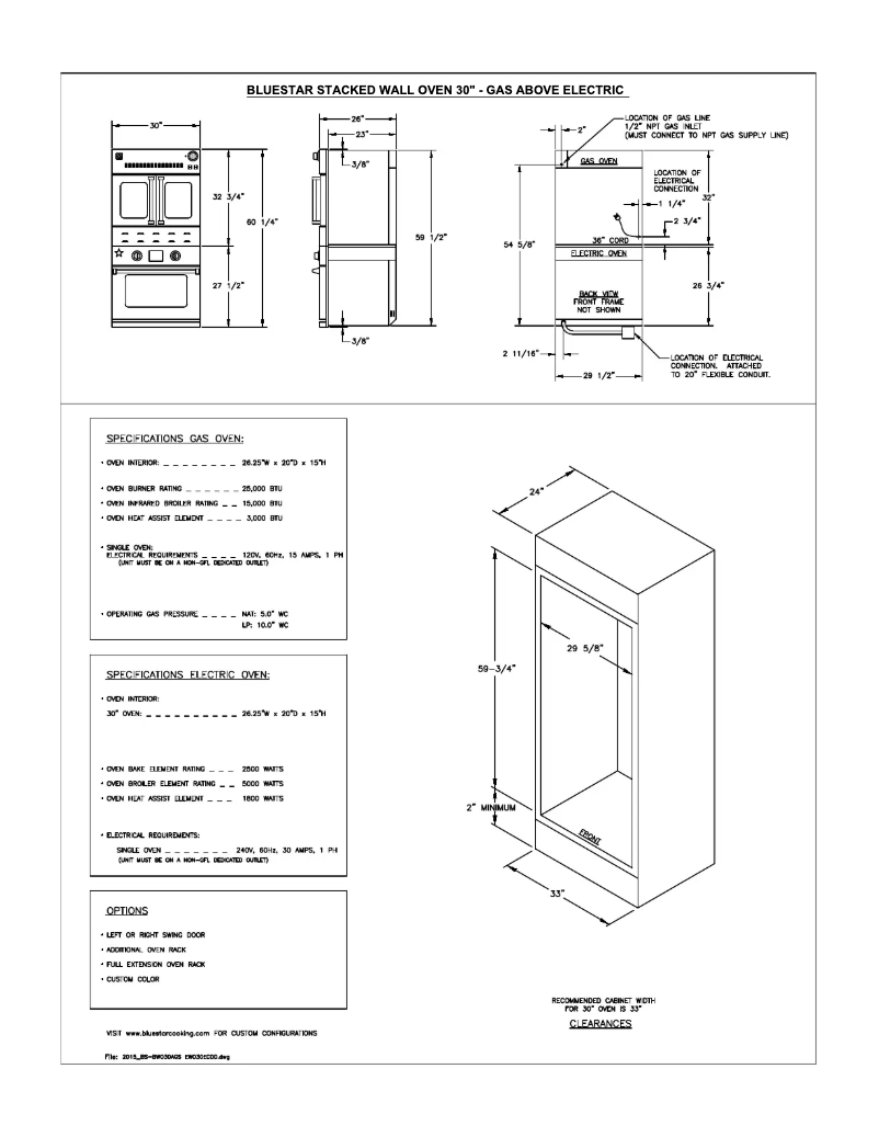 Página 1 del manual Guía de instalación BlueStar BWO30AGS
