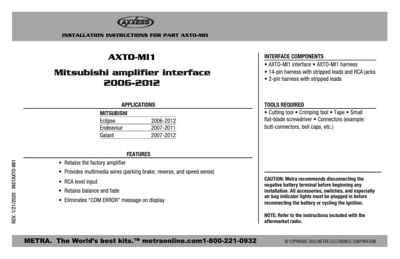 Page 1 de la notice Manuel utilisateur AXESS AXTO-MI1
