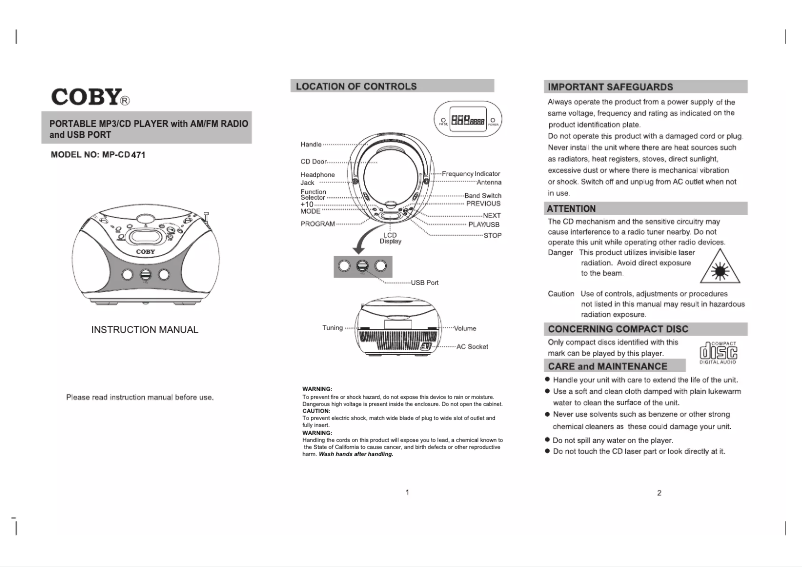Imagen de la primera página del manual del dispositivo MPCD471