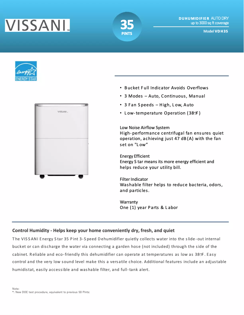 Image de la première page du manuel de l'appareil VDH35