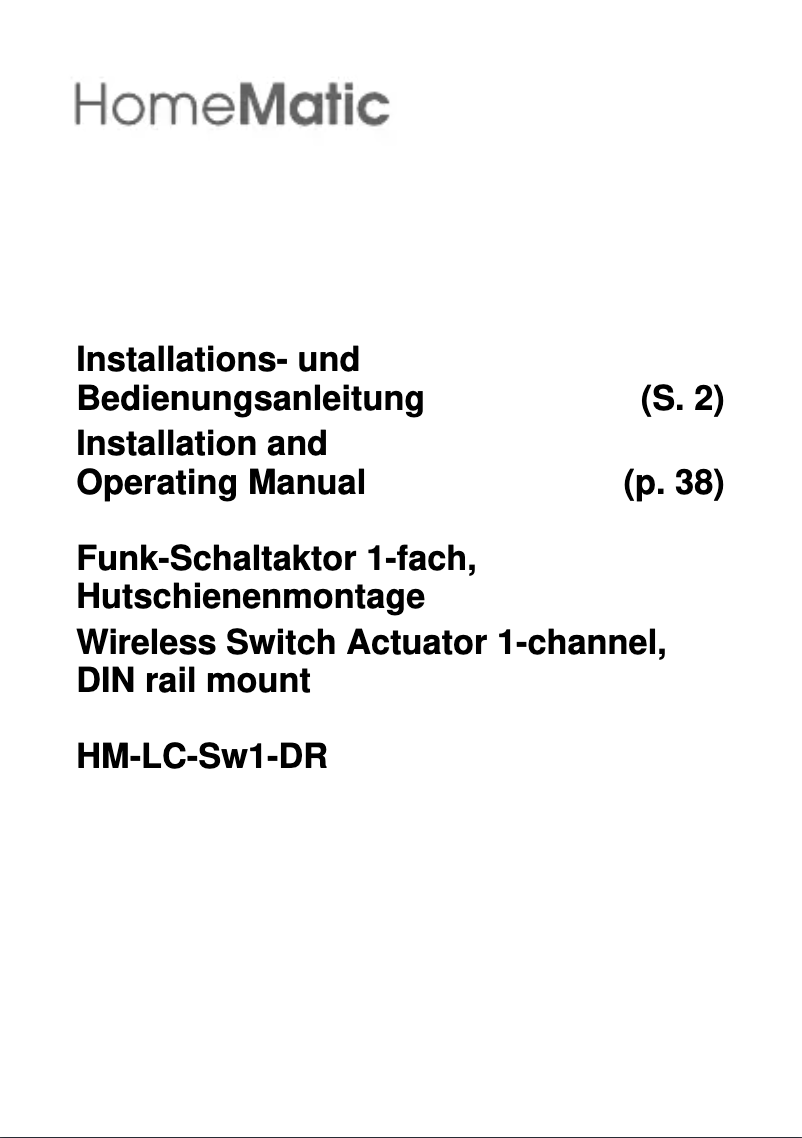 Image de la première page du manuel de l'appareil HM-LC-Sw1-DR