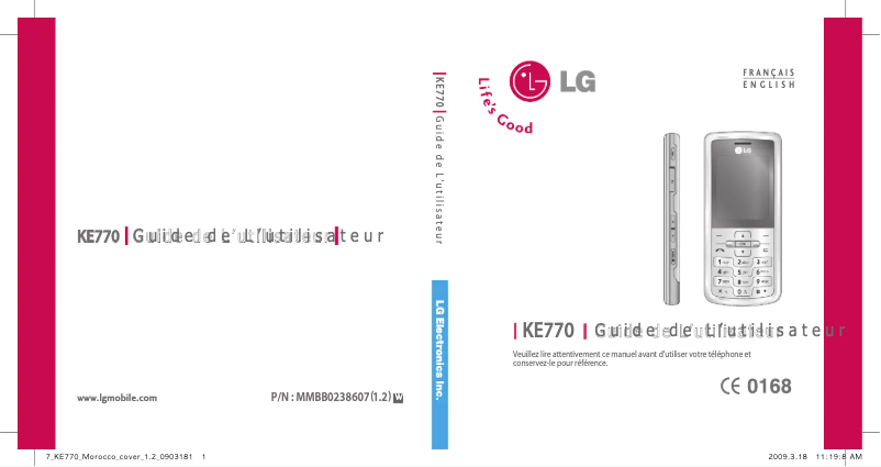 Page n°1 - Manuel utilisateur LG KE770