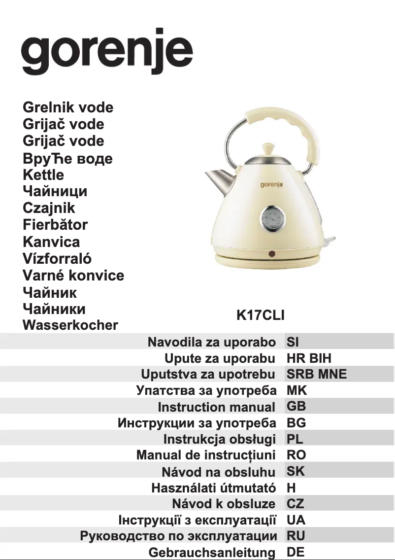 Page n°1 - Manuel utilisateur Gorenje K17CLI