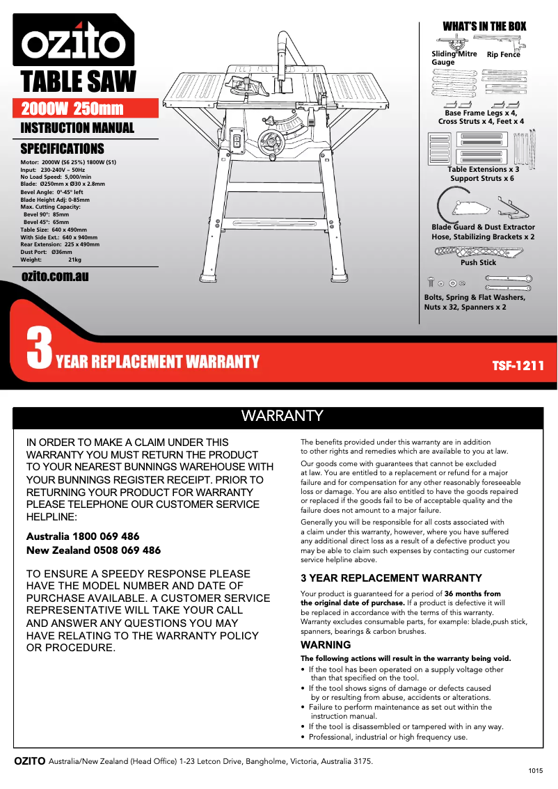 Imagen de la primera página del manual del dispositivo TSF-1211