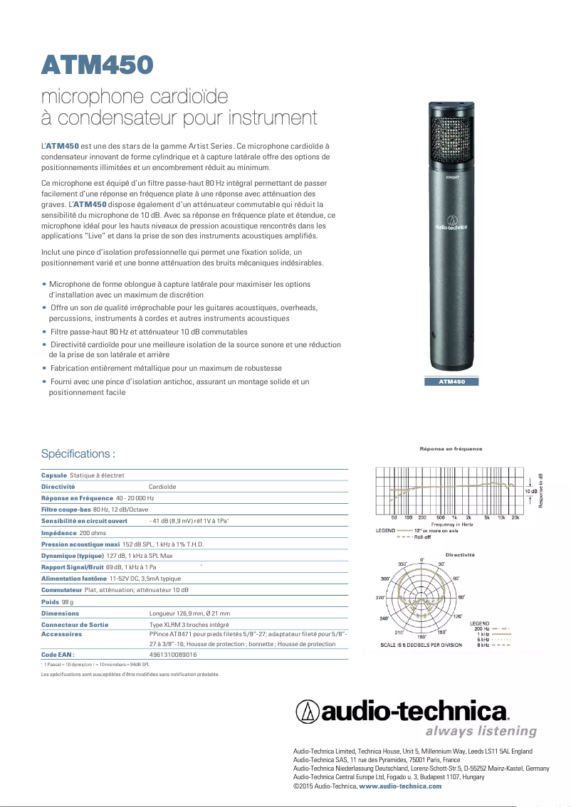 Image de la première page du manuel de l'appareil ATM-450