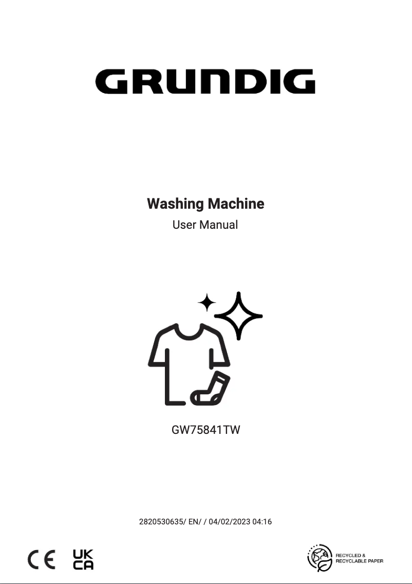 Image de la première page du manuel de l'appareil GW75841TW