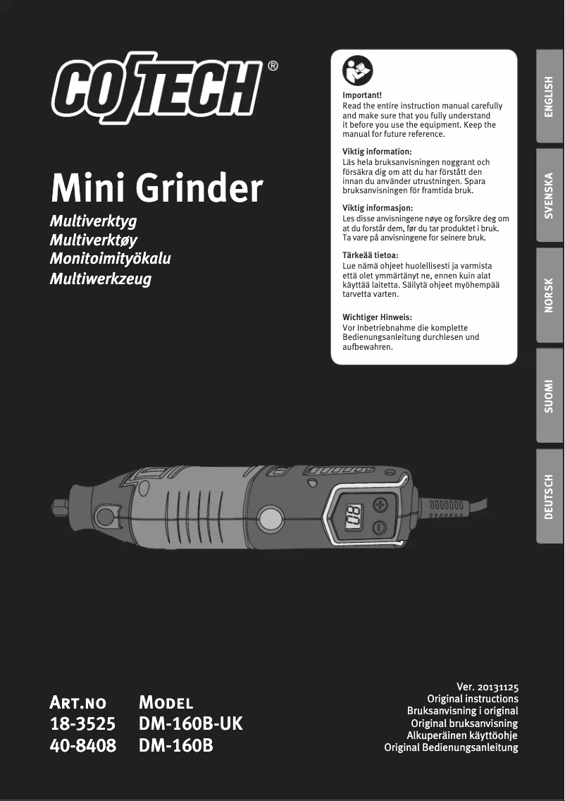 Page 1 de la notice Manuel utilisateur Cotech DM-160B
