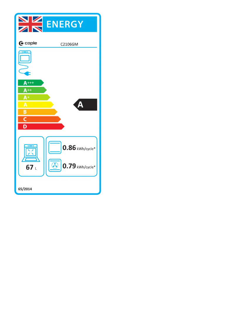Page 1 de la notice Label énergétique Caple C2106GM