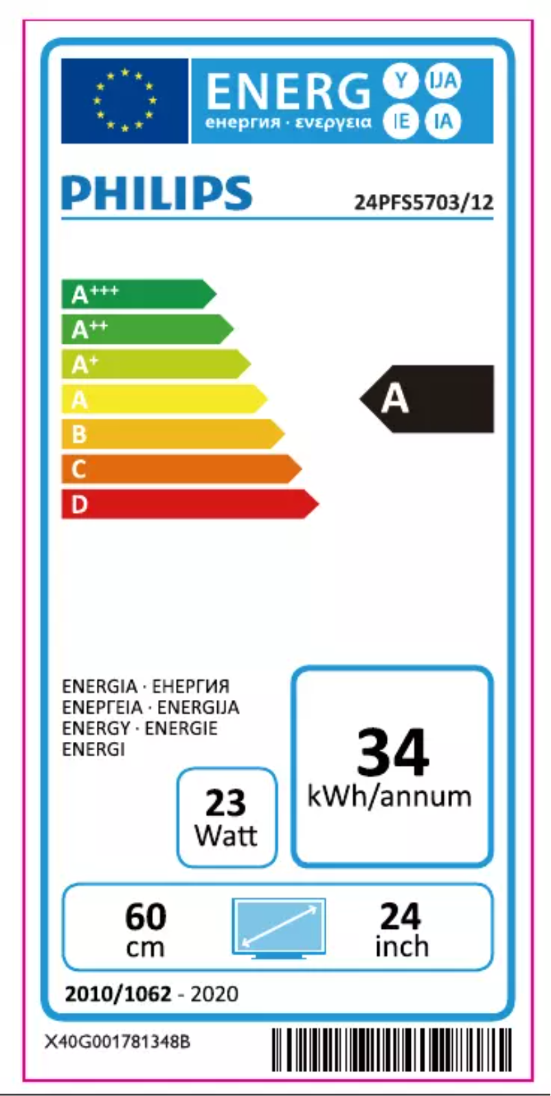 Page n°1 - Label énergétique Philips 24PFS5703